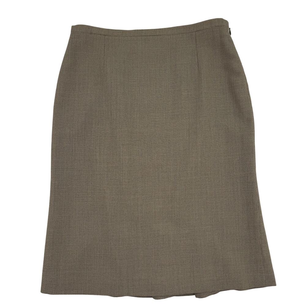 MaxMara Virgin Wool Pencil Skirt Tan Birdseye Made in Italy Sz 6 Career Luxury